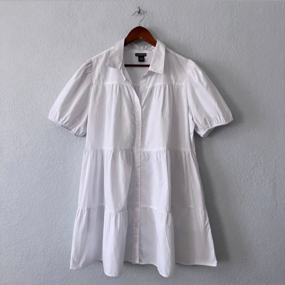 18 centimeters white short sleeve tiered mini dress size 1x